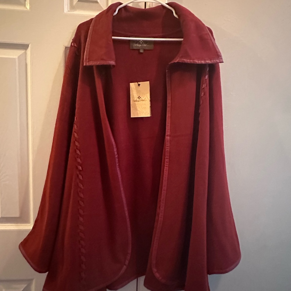Patricia Nash Maroon Hand Laced Open Sleeve Cape New One Size - Picture 10 of 16